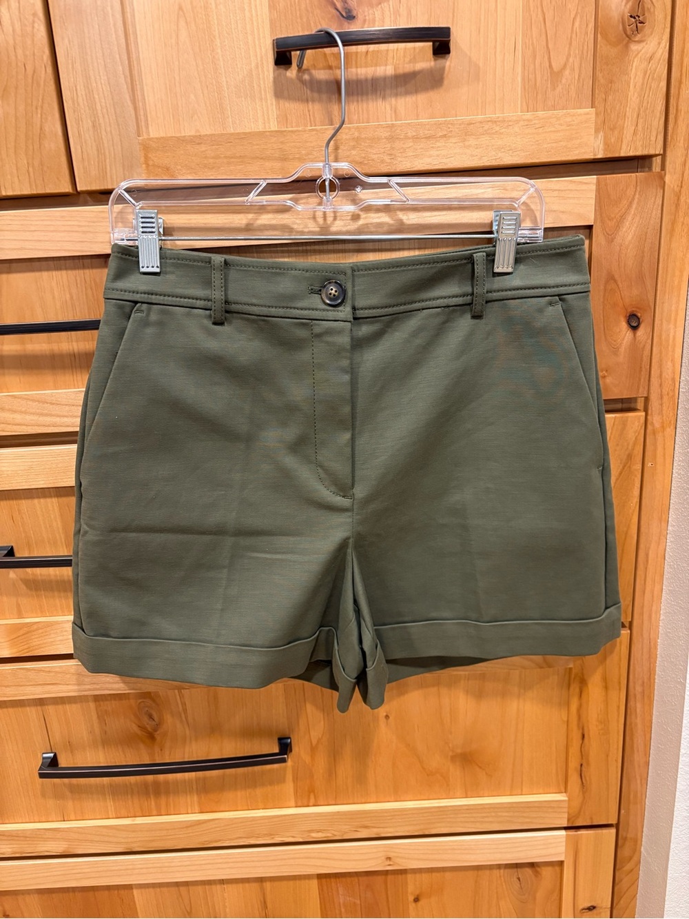 LOFT Olive Green Casual Roll- Hem Shorts